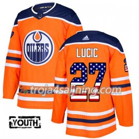 Edmonton Oilers tröja Milan Lucic 27 Adidas 2017-2018 Orange USA Flag Fashion Authentic - NHL Tröjor Barn